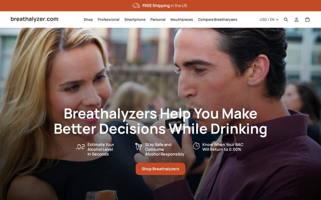 Screenshot of breathalyzer.net