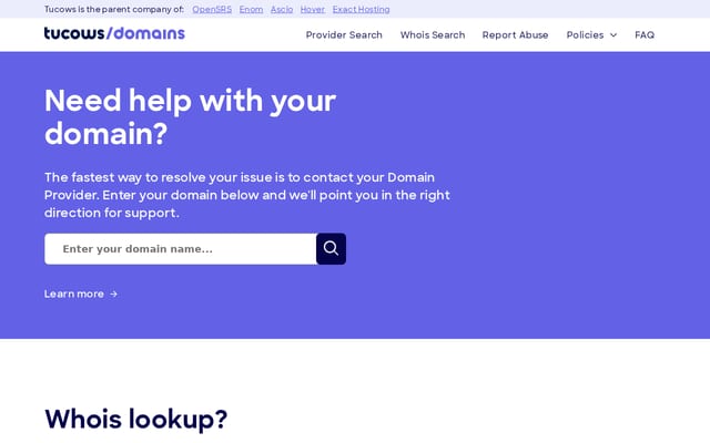 Screenshot of tucowsdomains.com