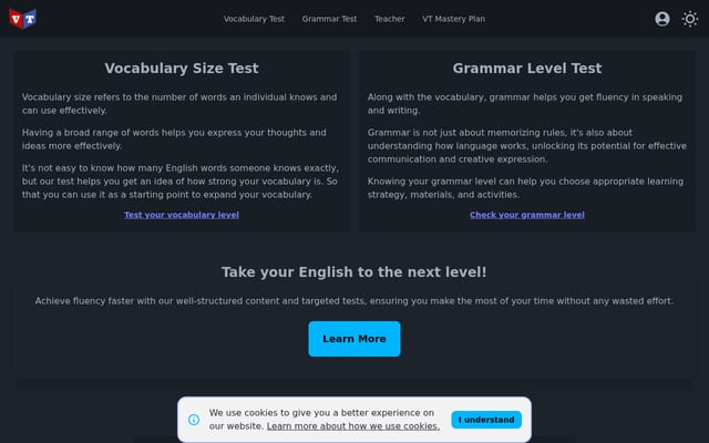 Screenshot of vocabularytester.com