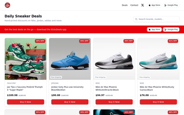Screenshot of kicksdeals.com