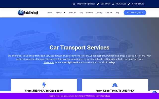 Screenshot of autofreight.co.za
