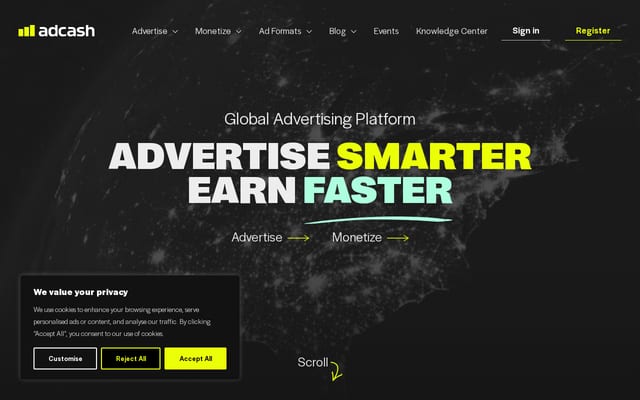 Screenshot of adcash.com