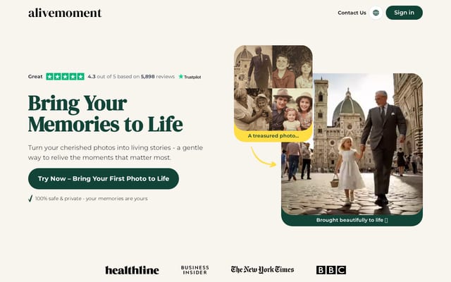 Screenshot of alivemoment.com