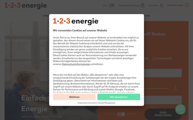 Screenshot of 123energie.de