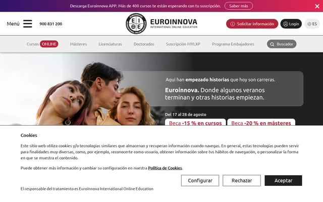 Screenshot of euroinnova.edu.es