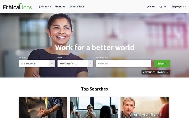 Screenshot of ethicaljobs.com.au