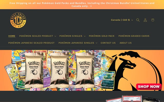 Screenshot of tcgbestvaluecollectibles.com
