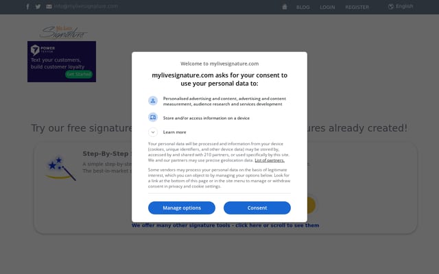 Screenshot of mylivesignature.com