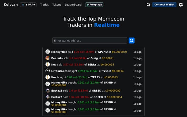 Screenshot of kolscan.io