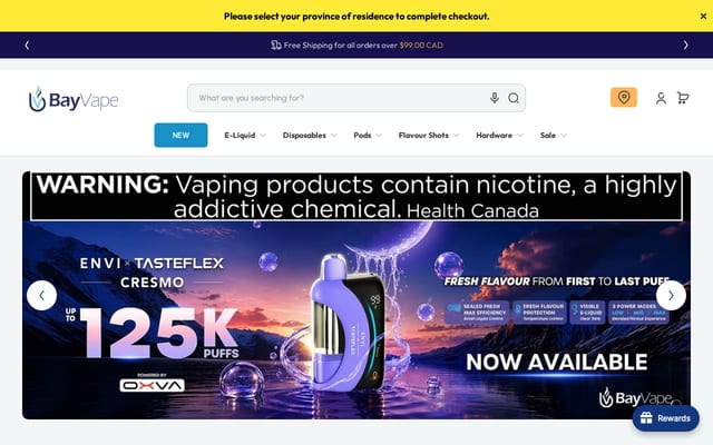 Screenshot of bayvape.ca
