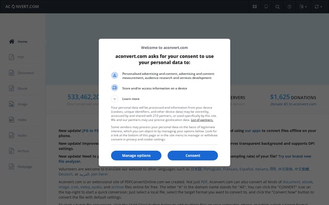 Screenshot of aconvert.com