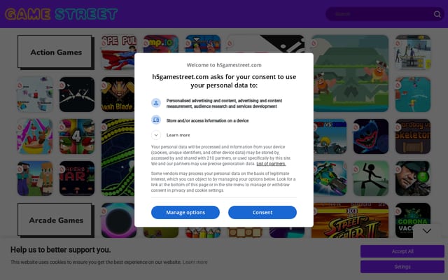 Screenshot of h5gamestreet.com