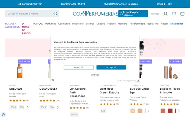Screenshot of pacoperfumerias.com