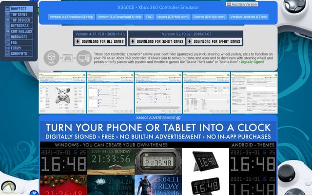 Screenshot of x360ce.com