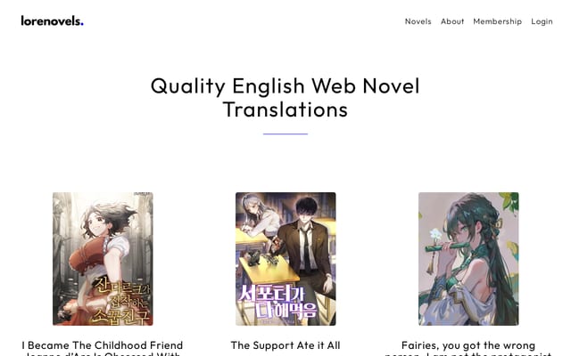 Screenshot of lorenovels.com