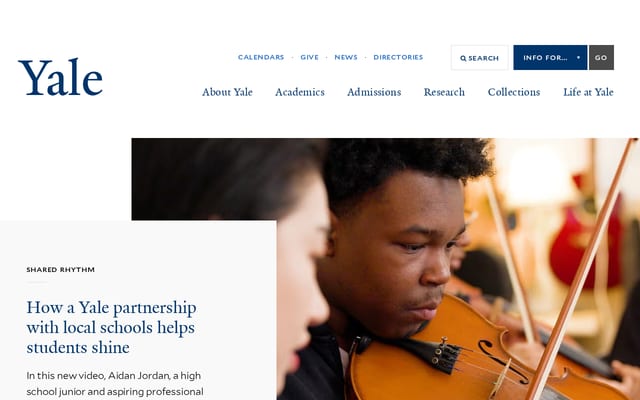 Screenshot of yale.edu