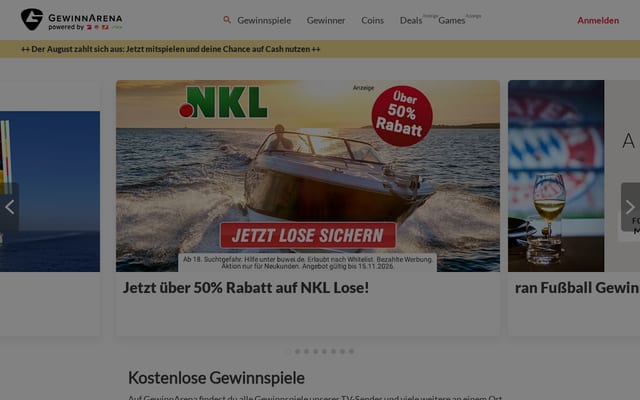 Screenshot of gewinnarena.de