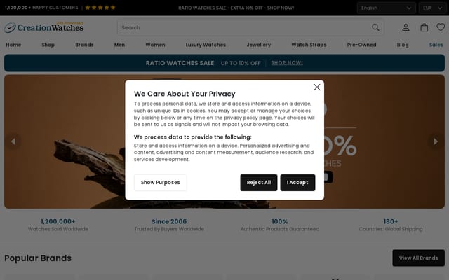 Screenshot of creationwatches.com