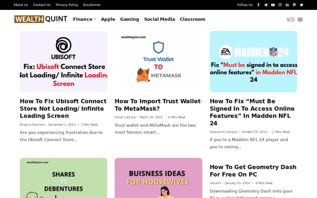 Screenshot of wealthquint.com