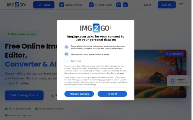 Screenshot of img2go.com