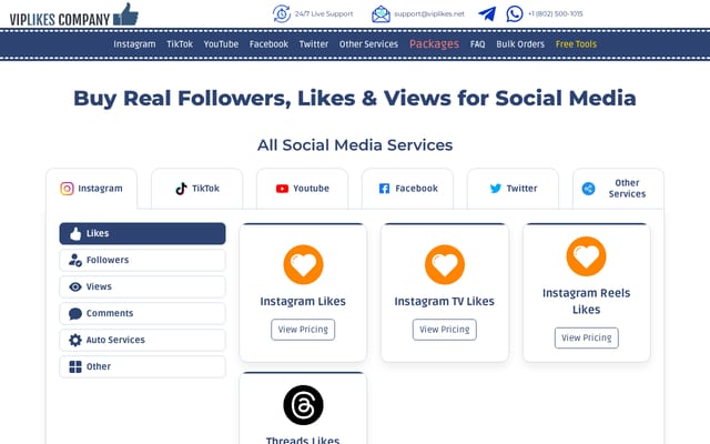 Screenshot of viplikes.net