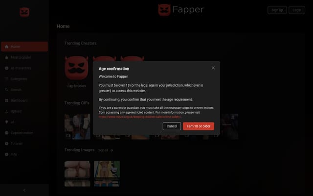 Screenshot of fapper.io