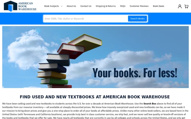 Screenshot of americanbookwarehouse.com