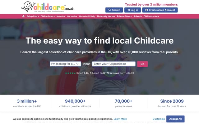 Screenshot of childcare.co.uk