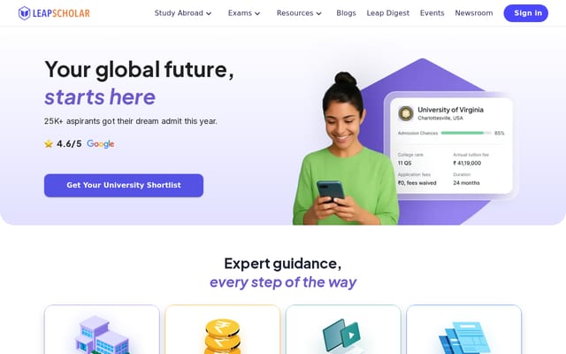 Screenshot of leapscholar.com