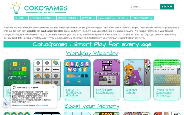 Screenshot of cokogames.com