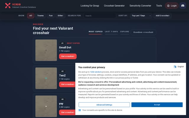 Screenshot of vcrdb.net