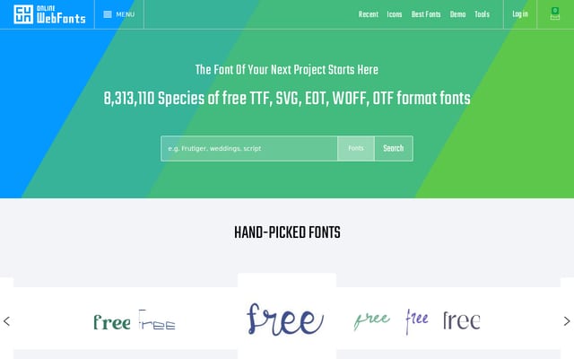 Screenshot of onlinewebfonts.com