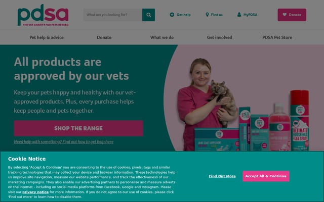 Screenshot of pdsa.org.uk