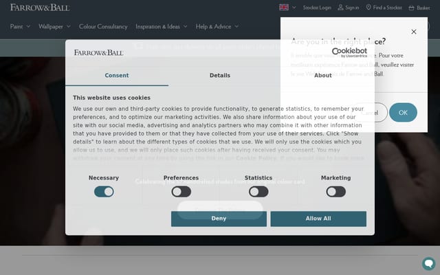 Screenshot of farrow-ball.com