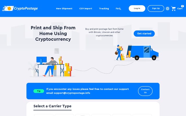 Screenshot of cryptopostage.info