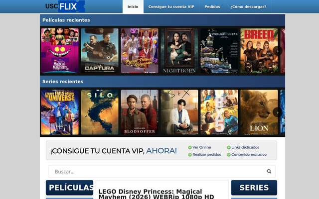 Screenshot of uscflix.net
