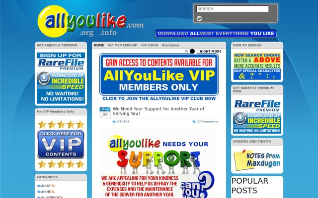 Screenshot of allyoulike.com