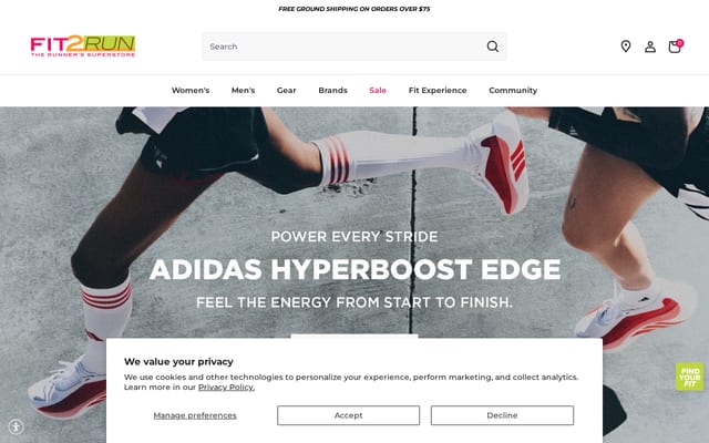 Screenshot of fit2run.com
