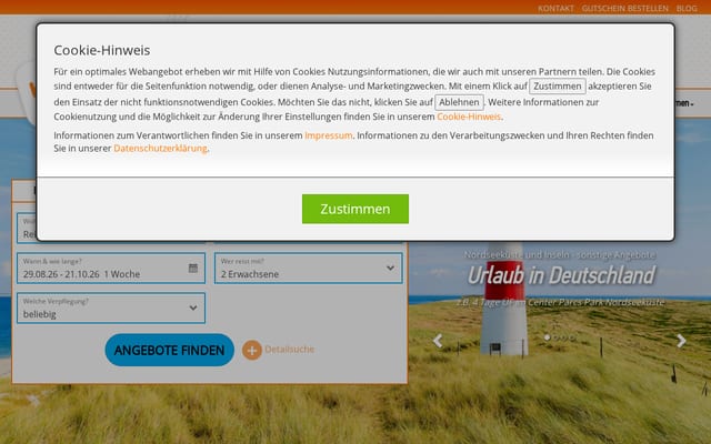 Screenshot of billigweg.de