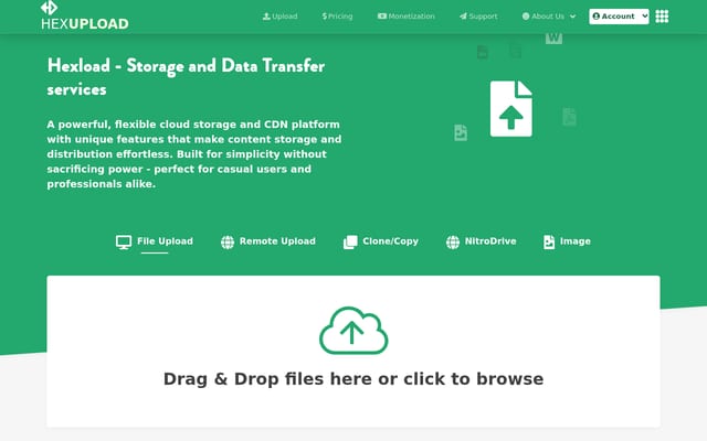 Screenshot of hexupload.net