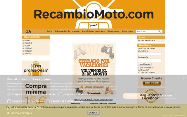 Screenshot of recambiomoto.com