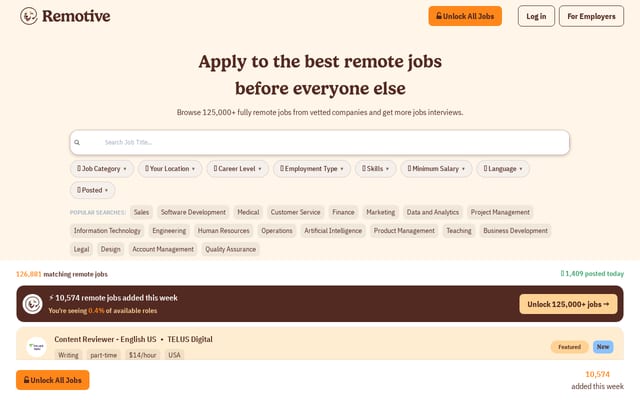 Screenshot of remotive.com