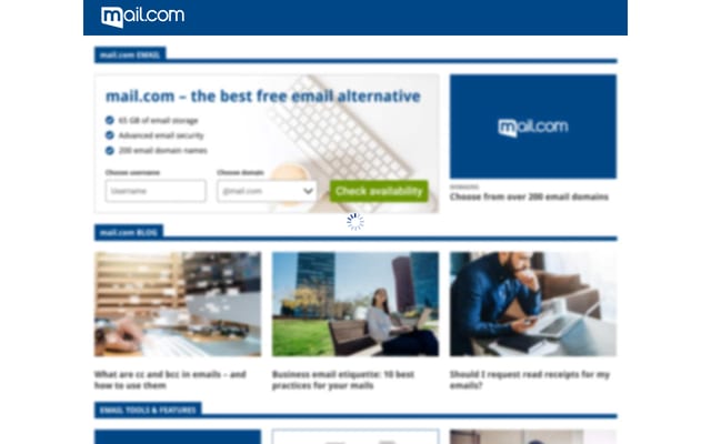 Screenshot of mail.com