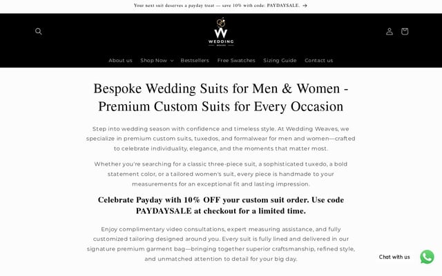 Screenshot of weddingweavesshop.com