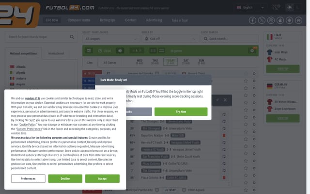 Screenshot of futbol24.com