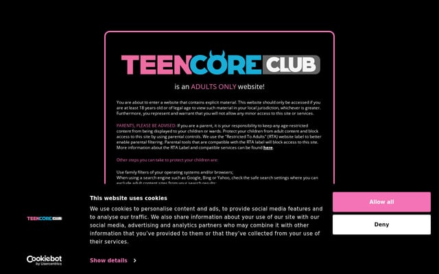 Screenshot of teencorezine.com
