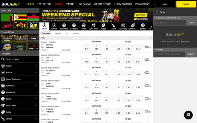 Screenshot of bolabet.co.zm