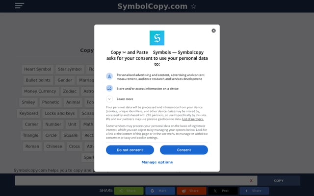 Screenshot of symbolcopy.com