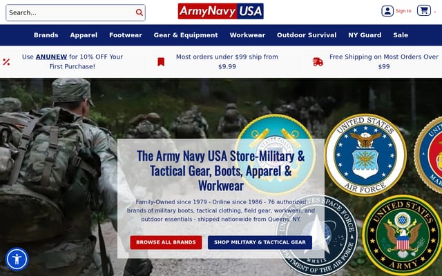 Screenshot of armynavyusa.com