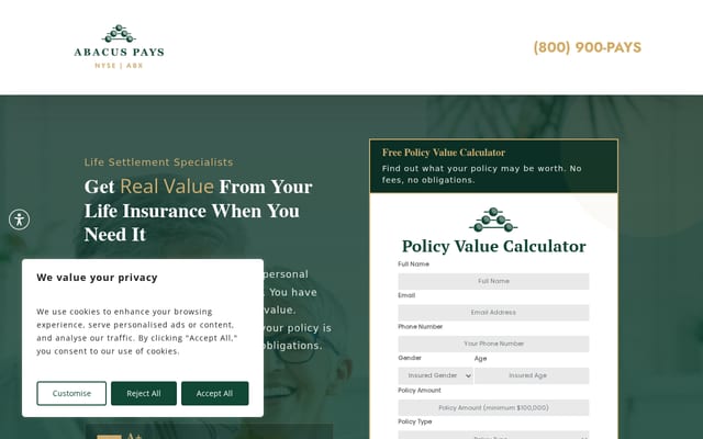Screenshot of abacuspays.com